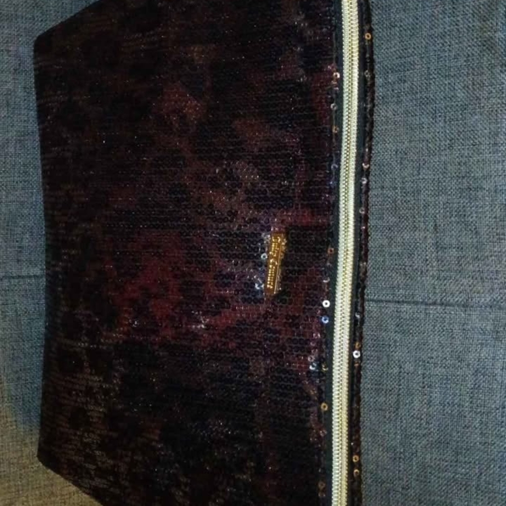 Juicy Couture Sequin Makeup Bag with Gold Accents
